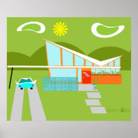 Retro Palm Springs House Poster