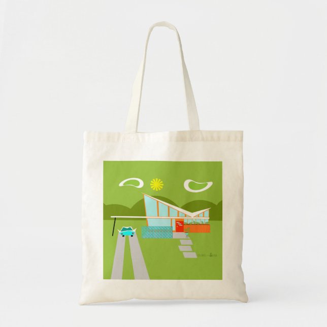 Retro Palm Springs House Tote Bag (Front)