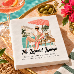 Retro Palm Springs Leopard Lounge Watercolor Napkin