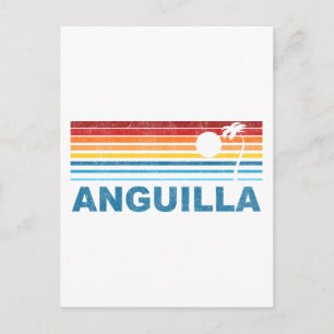 Retro Palm Tree Anguilla Postcard