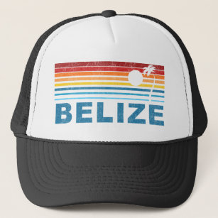 Retro Palm Tree Belize Trucker Hat