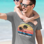 Retro Palm Tree Sunset Cruise Family Vacation  T-Shirt<br><div class="desc">You may change the style of this shirt by choosing More > under the style option. It may be personalized in the area provide or customizing by choosing the click to customize further option and changing the name, initials or words. You may also change the text colour and style or...</div>