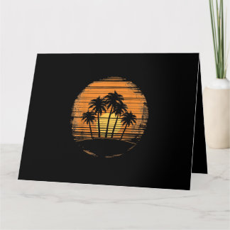 Retro Palm Tree Sunset Summer Beach Vintage Tropic Card