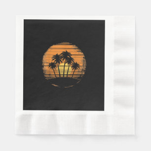 Retro Palm Tree Sunset Summer Beach Vintage Tropic Napkin