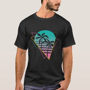 Retro Palm Tree Triangle Sunset Aesthetic Art T-Shirt