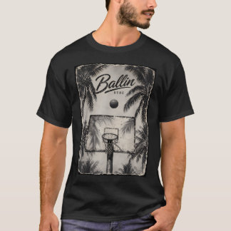 Retro Palm Trees Basketball T-Shirt