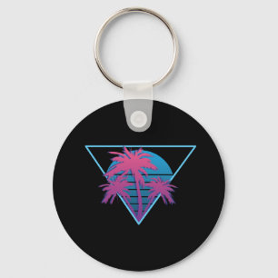 Retro Palm Trees Logo Keychain