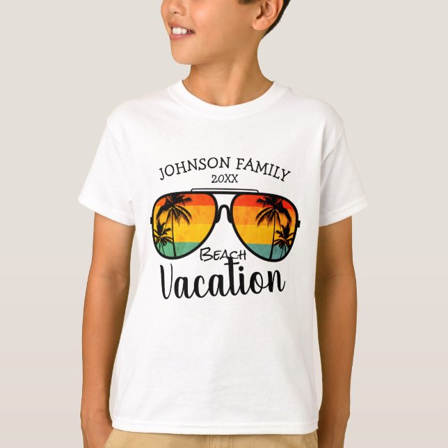 Retro Palm Trees Sunglasses Family Vacation  T-Shirt (Front)