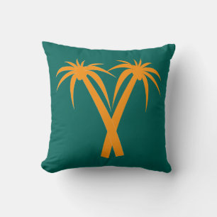 Retro Palm trees tropical orange Throw Pillow