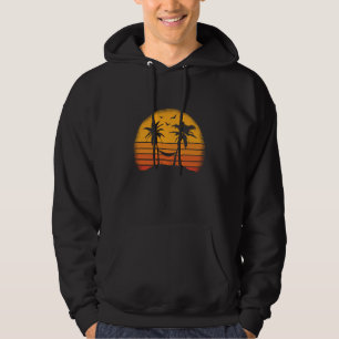 Retro palm trees with hammock tropical beach hoodie