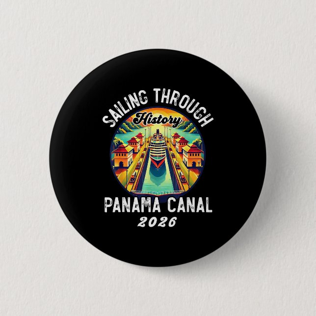 Retro Panama C Panama Waterway Sailing Cruising 20 2 Inch Round Button (Front)