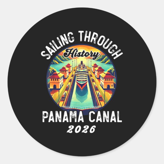 Retro Panama C Panama Waterway Sailing Cruising 20 Classic Round Sticker (Front)