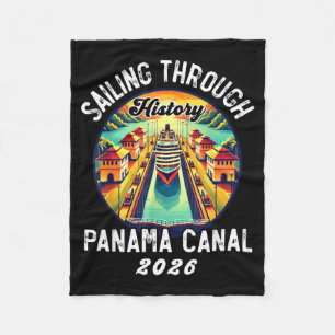 Retro Panama C Panama Waterway Sailing Cruising 20 Fleece Blanket
