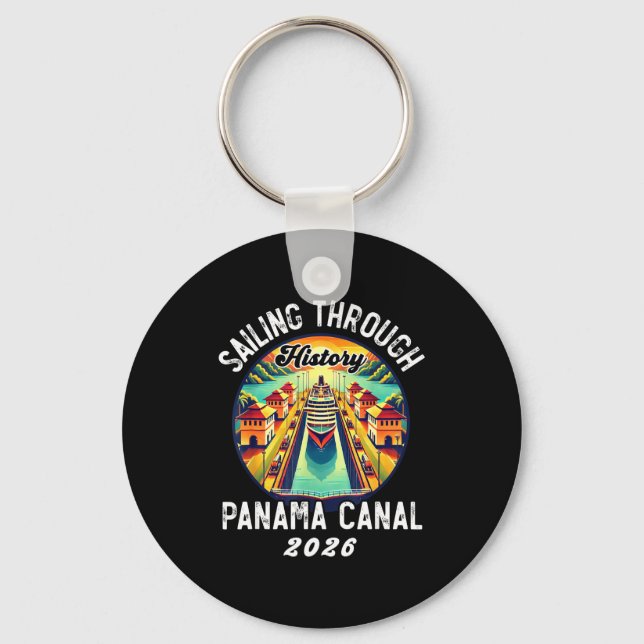 Retro Panama C Panama Waterway Sailing Cruising 20 Keychain (Front)