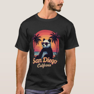 Retro Panda in Sunglasses San Diego California Zoo T-Shirt
