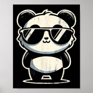 Retro Panda In Sungles Bbq Pool Party Funny Panda  Poster