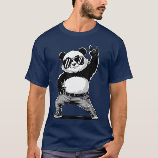 Retro Panda Rock Music Men Women Panda Lover Costu T-Shirt