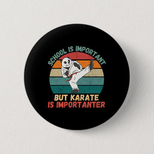 Retro Panda School Is Important Karate Is Importan 2 Inch Round Button