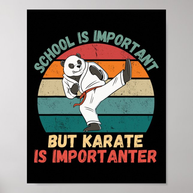 Retro Panda School Is Important Karate Is Importan Poster (Front)