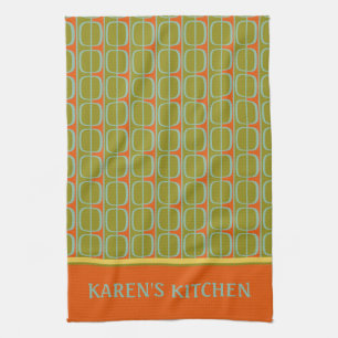Retro Panels Personalized Kitchen Towel