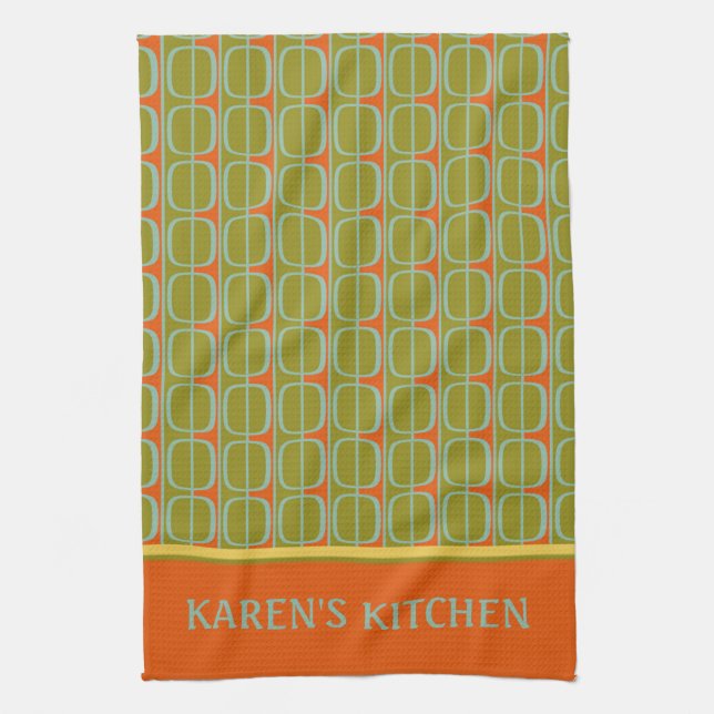 Retro Panels Personalized Kitchen Towel (Vertical)
