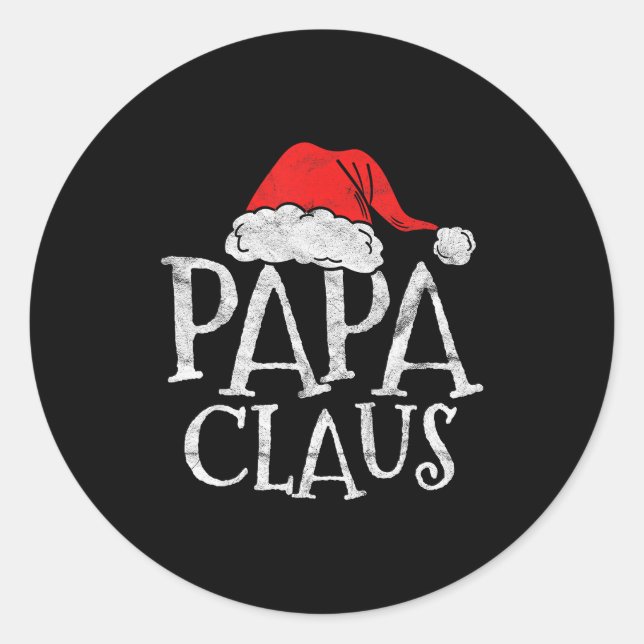 Retro Papa Claus Gift Funny Christmas Santa Costum Classic Round Sticker (Front)