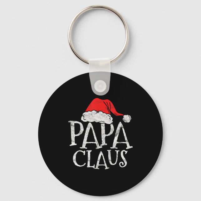 Retro Papa Claus Gift Funny Christmas Santa Costum Keychain (Front)
