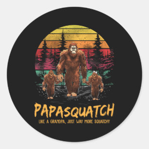 Retro Papa Squatch Like A Grandpa Funny Bigfoot Sa Classic Round Sticker