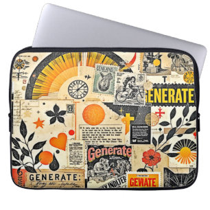 Retro Paper Ephemera Mix Laptop Sleeve
