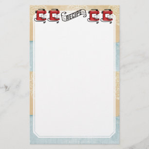 Rétro papeterie rouge de carte de recette de