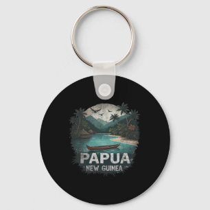 Retro Papua New Guinea Landscape Vintage Souvenir  Keychain
