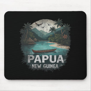 Retro Papua New Guinea Landscape Vintage Souvenir Mouse Pad