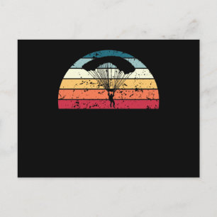 Retro Parachuting Sunset Vintage Parachutist Sunri Postcard