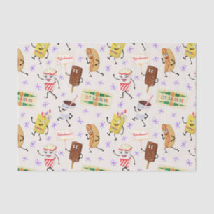 Retro Parading Snacks Let's All Go to a Party Tissue Paper