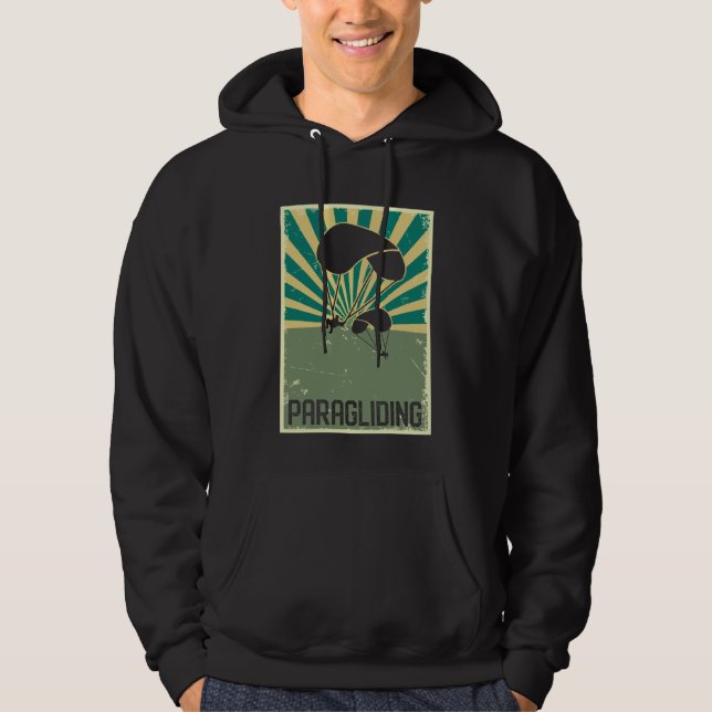 Retro Paragliding Art Flying Hobby Paraglider Hoodie (Front)