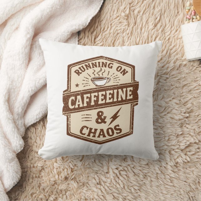 Retro Parent and Coffee Lover Humor Throw Pillow (Blanket)