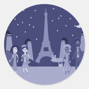 Retro Paris Classic Round Sticker