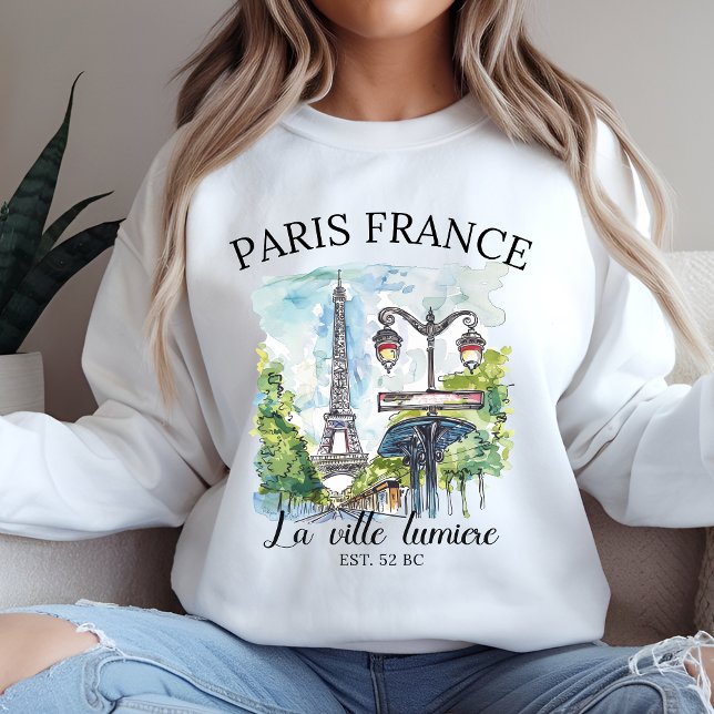 Retro Paris Eiffel Tower Art Print Sweatshirt (Creator Uploaded)