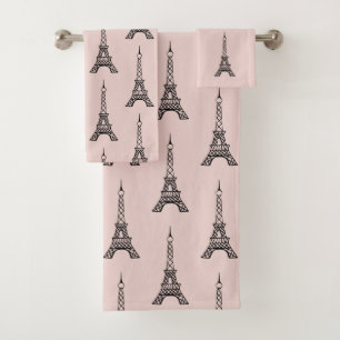 Retro Paris Eiffel Tower Bath Towels Set Gift