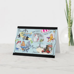 Retro Paris Poodle Collage Card