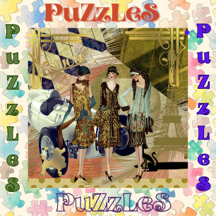 Retro Paris - Scène de mode Puzzle