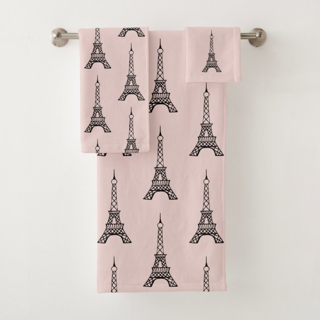 Retro Paris Tour Eiffel Serviettes de bain Set Cad (En situation)