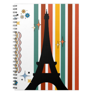 Retro Paris Vibes: Eiffel Tower Silhouette Notebook