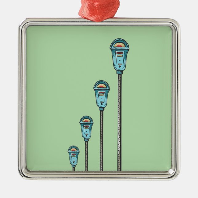 Retro parking meter metal ornament (Front)