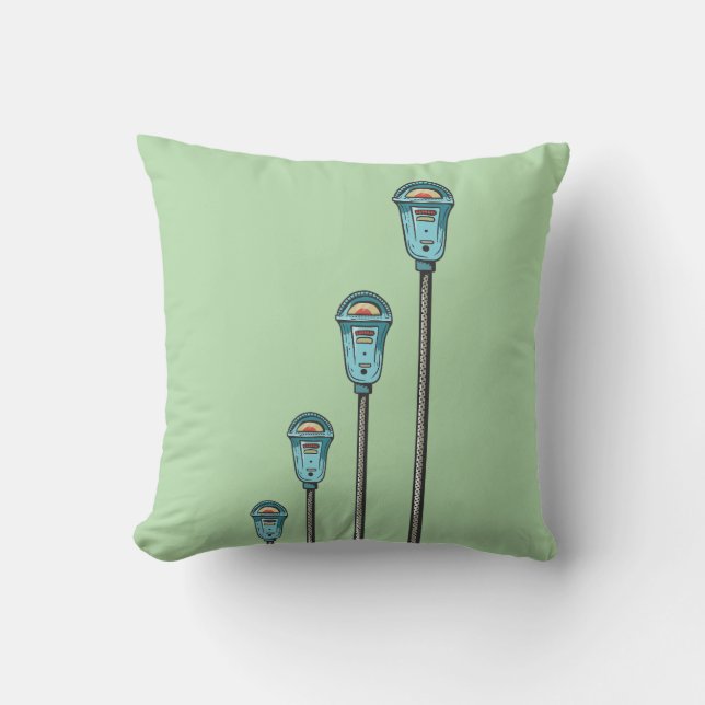 Retro parking meter throw pillow (Front)