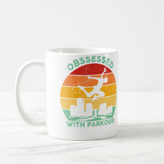 Retro Parkour Silhouette Obsessed With Parkour Coffee Mug