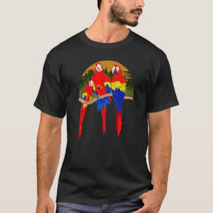 Retro Parrots Jungle Animal Tropical Bird Macaw P T-Shirt
