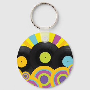 Retro Party Background Keychain