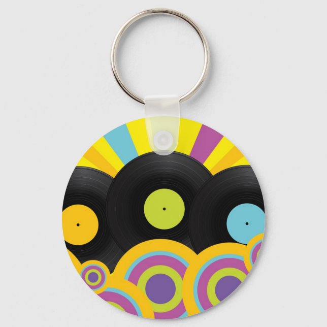 Retro Party Background Keychain (Front)