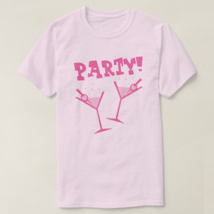 Retro Party Drinks Pink T-Shirt